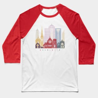 Charlotte skyline poster Baseball T-Shirt